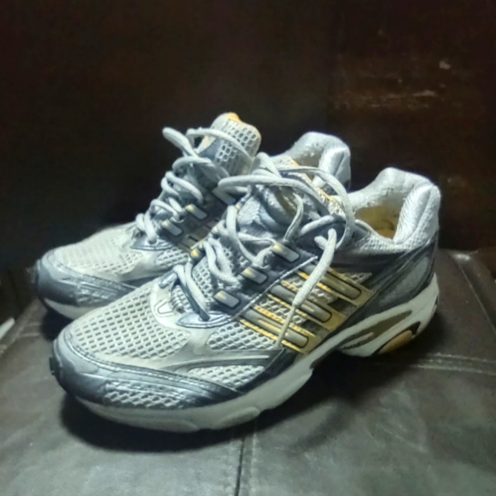 Adidas Torsion Gray and Gold Athletic Sneakers